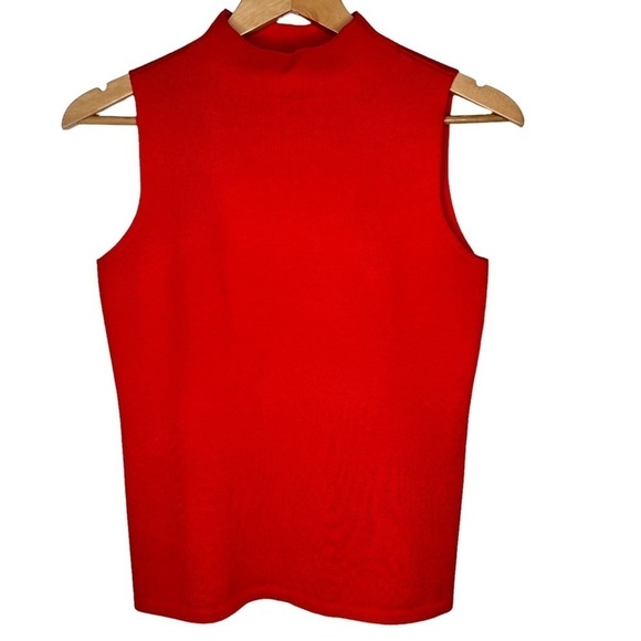 Nine West Women’s Orange Mock Neck Sleeveless Pull On Knit Top Size XS Stretch - Picture 2 of 12